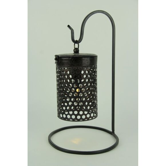 Black Metal Cage Hanging LED Accent Light with Stand - Picture 2 of 3